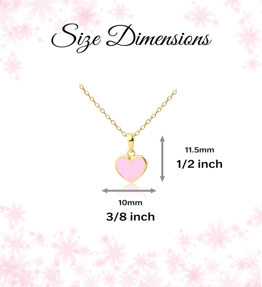 Children's 14K Gold Plated Pink Heart Necklace for Girls & Kids
