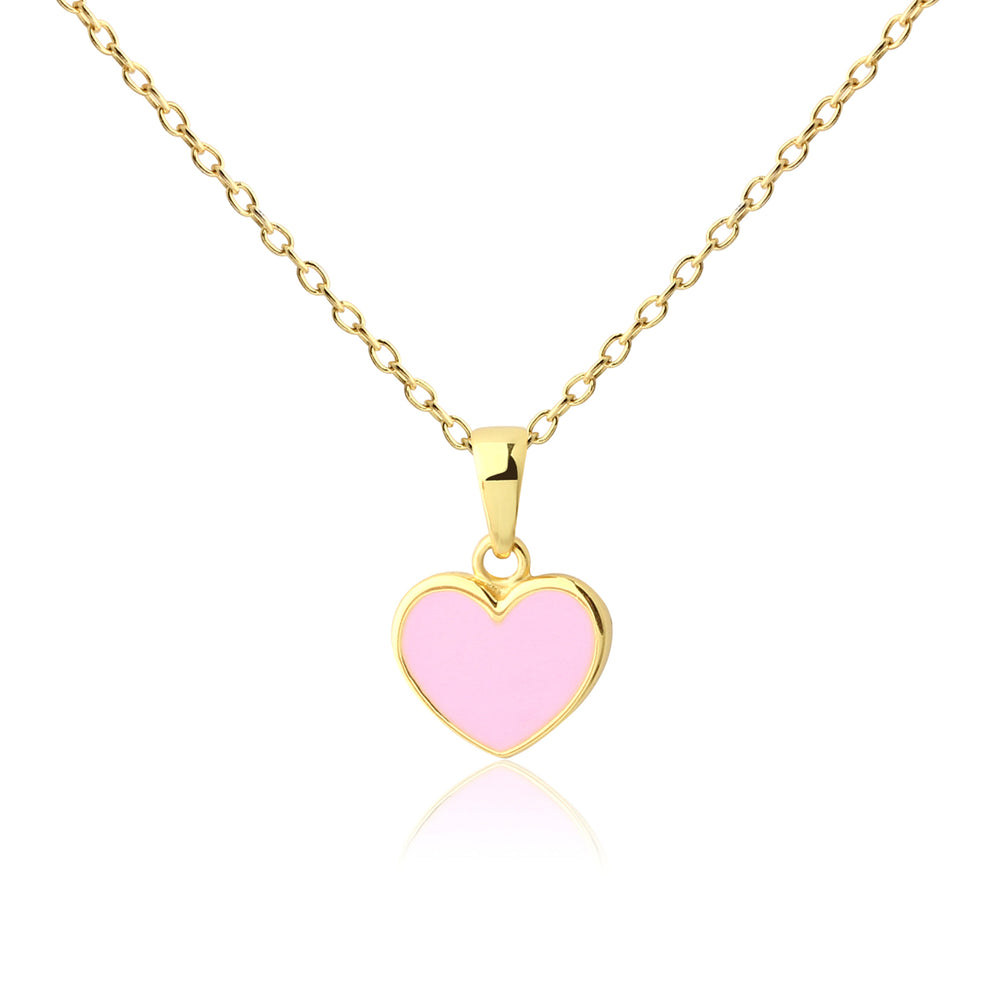 Children's 14K Gold Plated Pink Heart Necklace for Girls & Kids