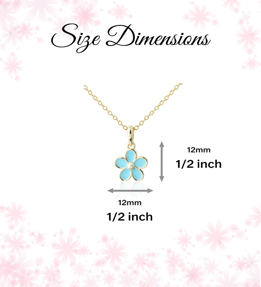 Children's 14K Gold Plated Aqua Daisy Necklace for Girls & Kids