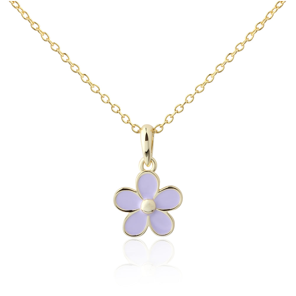 Children's 14K Gold Plated Violet Daisy Necklace for Girls & Kids