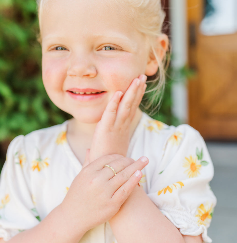 Gold-Plated Twisted Rope Band Baby Ring for Little Girls Jewelry