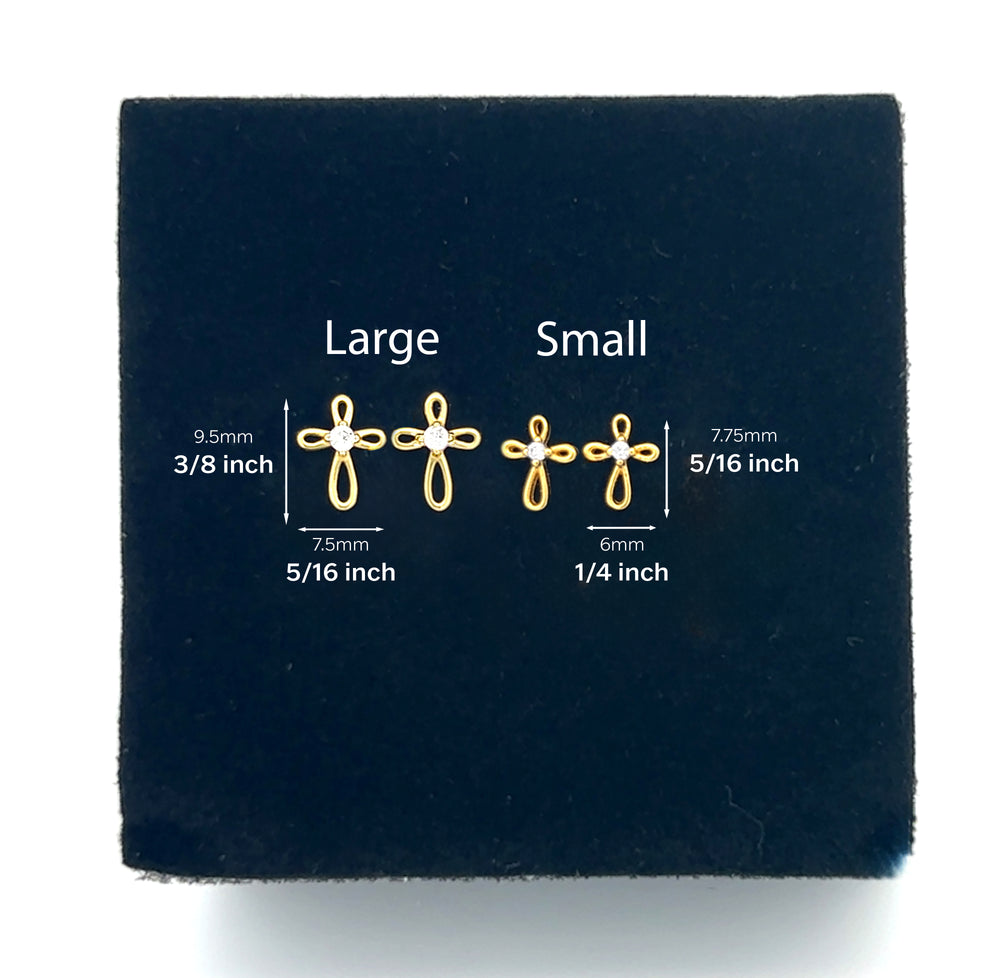 14K Gold-Plated Infinity Cross Earrings for Baptism or Communion