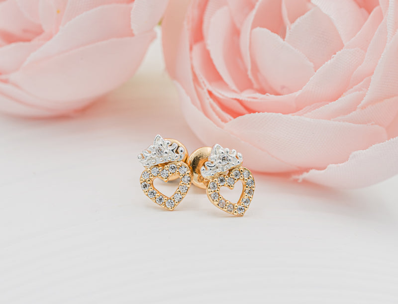 14K Gold and Sterling Silver Princess Tiara Earrings - Earrings