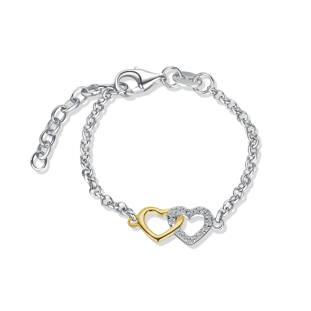Mom and Me Bracelet Set - Double Hearts Gold-Plated/Sterling Silver