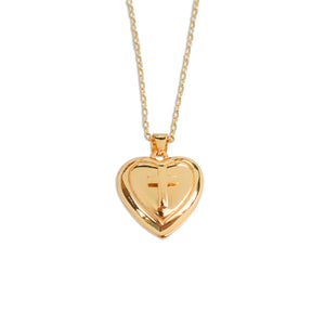 Children's 14k Gold Plated Heart Locket with Cross First