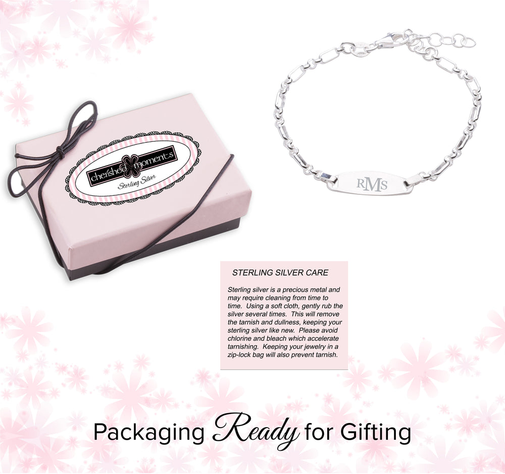 ID Bracelet (Oval) Engraved FREE - Sterling Silver I.D. Bracelet for Kids