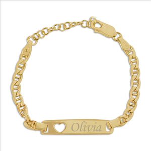 Baby Name Plate Baby Girl Id Bracelet Gold 14K Gold-Plated Or
