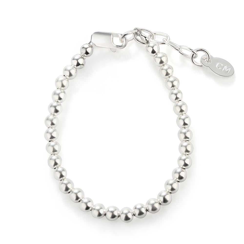 Sterling Silver 4mm Beaded Bracelet Bracelet for Little Girls, Kids, Teens and Women