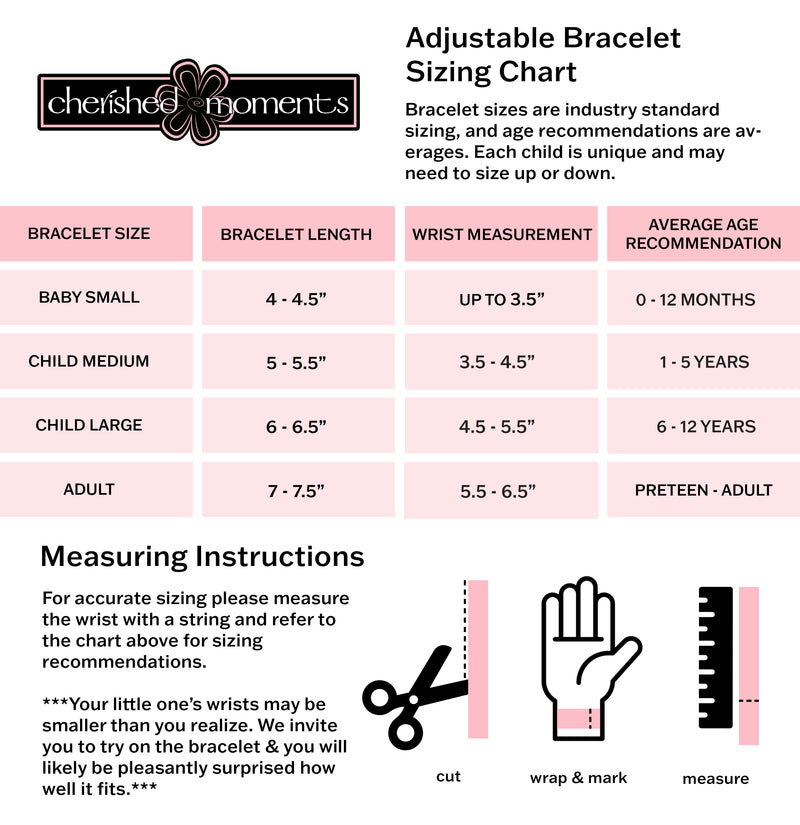 14K Gold-Plated Kids Bracelet with Heart Charm for Little Girls, Teens and Women - size chart 