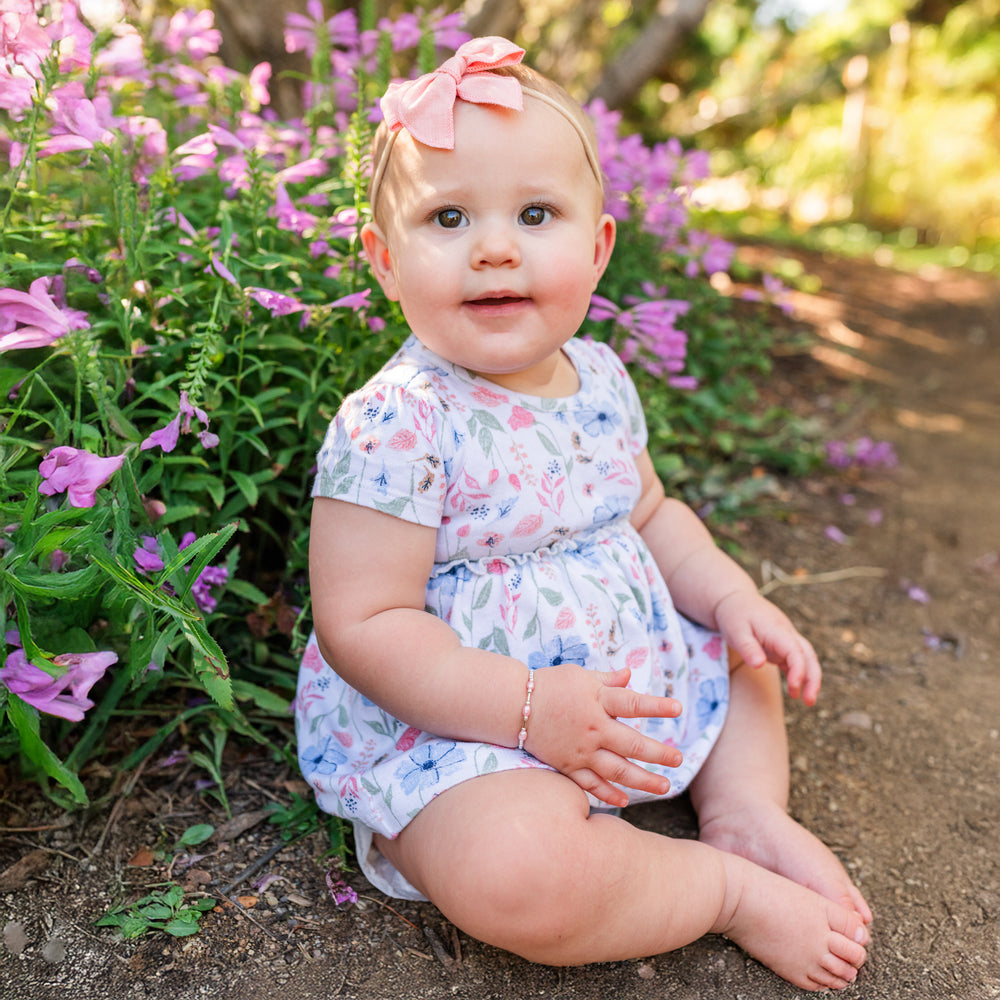 Sterling Silver Pink Freshwater Pearl Baby Bracelet for Girls