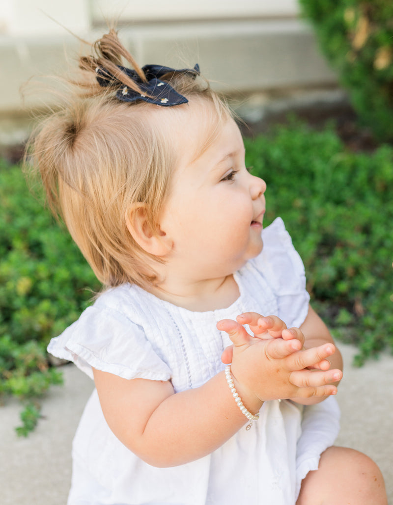 Sterling Silver Freshwater Pearl Baby Bracelet for Kids - Cherished Moments Jewelry