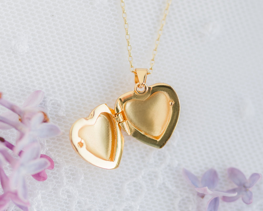 Gold Pendant Heart Locket Necklace For Child Locket Childrens Gold
