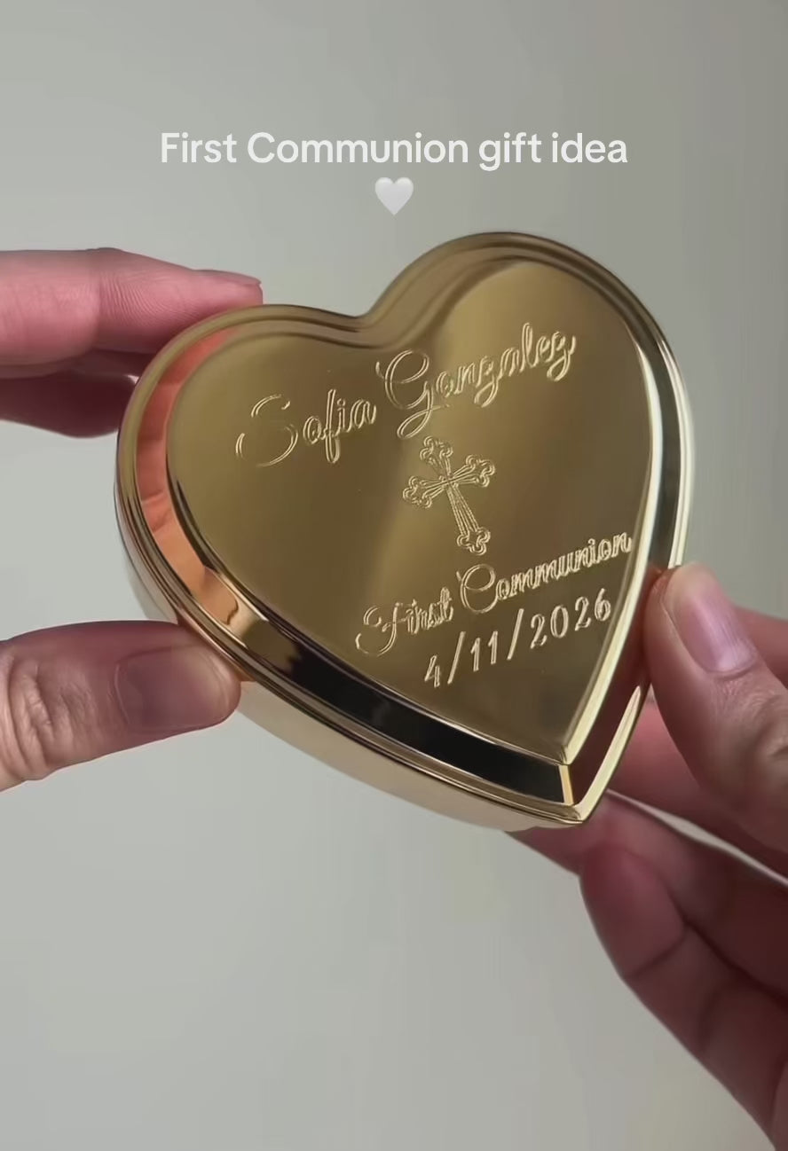 Personalized Religious Milestone Heart Keepsake Box