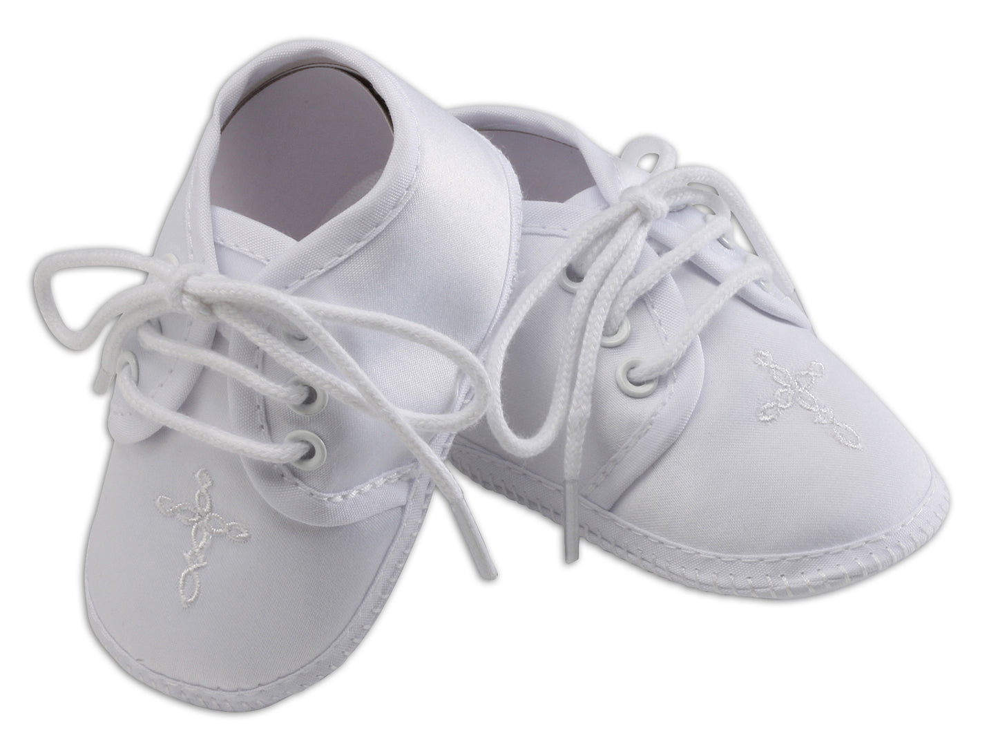 White Boys Baptism Shoe with Cross - Cherished Moments Jewelry