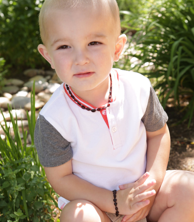 Amber Teething Bracelet for Teething Babies and Toddlers (Dark Cherry) - Cherished Moments Jewelry