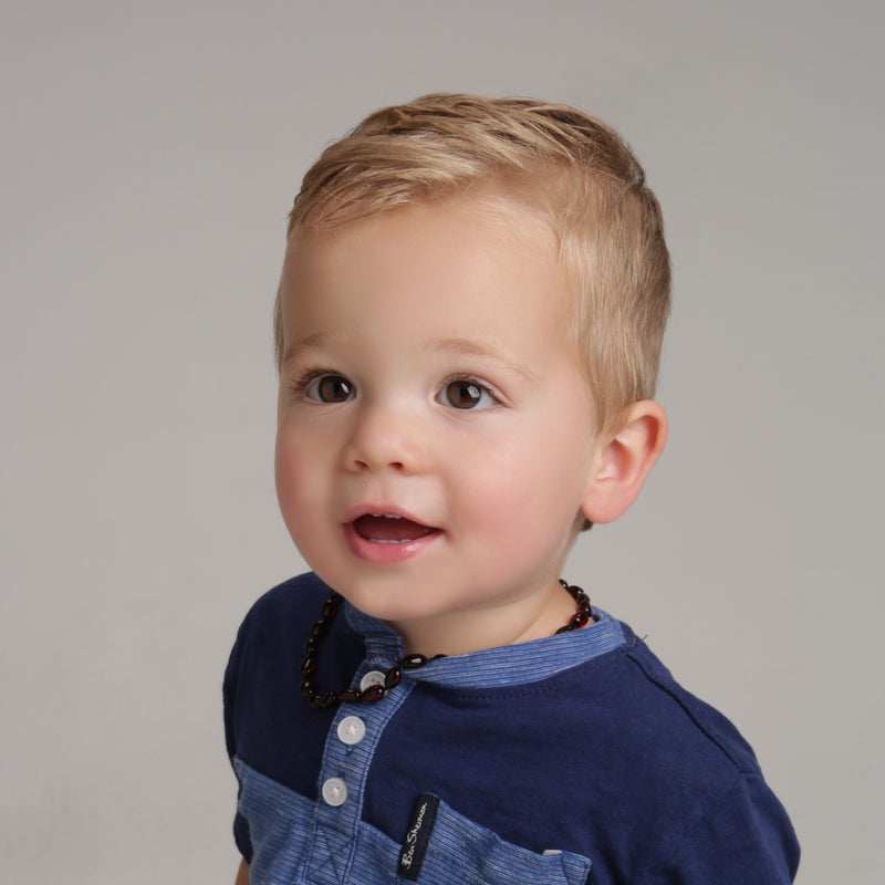 Amber Teething Necklace for Teething Babies and Toddlers (Dark Cherry) - Cherished Moments Jewelry