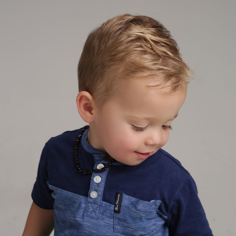 Amber Teething Necklace for Teething Babies and Toddlers (Dark Cherry) - Cherished Moments Jewelry