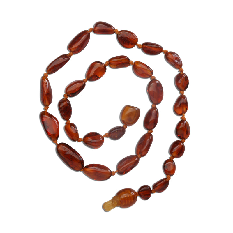 Amber Teething Necklace for Teething Baby or Toddler (Light Cherry) - Cherished Moments Jewelry