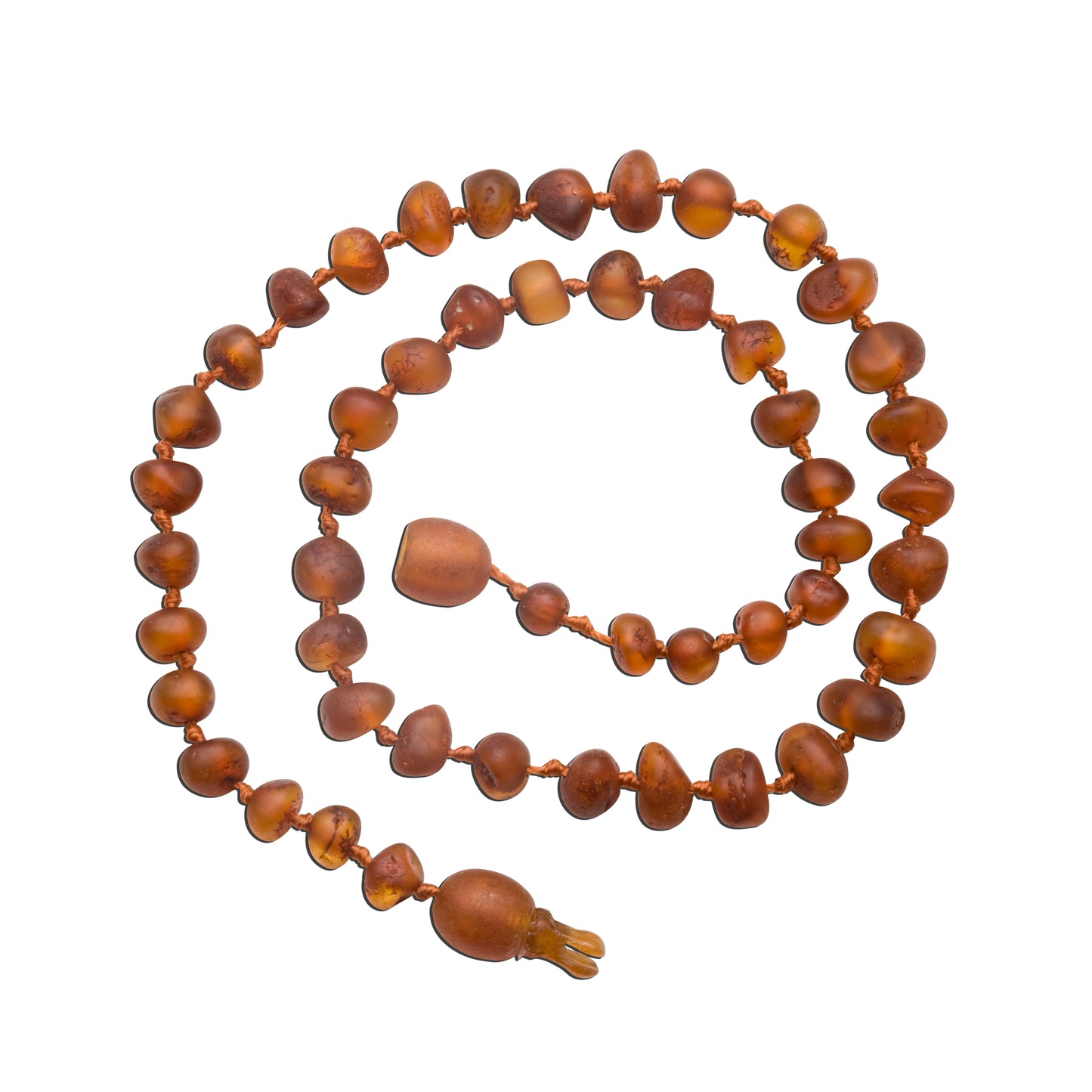 Amber Teething Necklace - Lt. Cherry Unpolished Baroque Raw (ATNU-BQ-Lt. Cherry) - Cherished Moments Jewelry