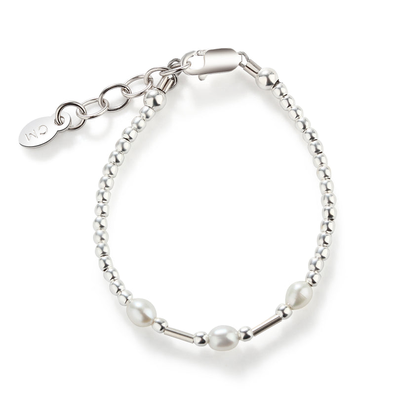 Sterling Silver Freshwater Rice Pearl Baby Bracelet for Girls - Cherished Moments Jewelry