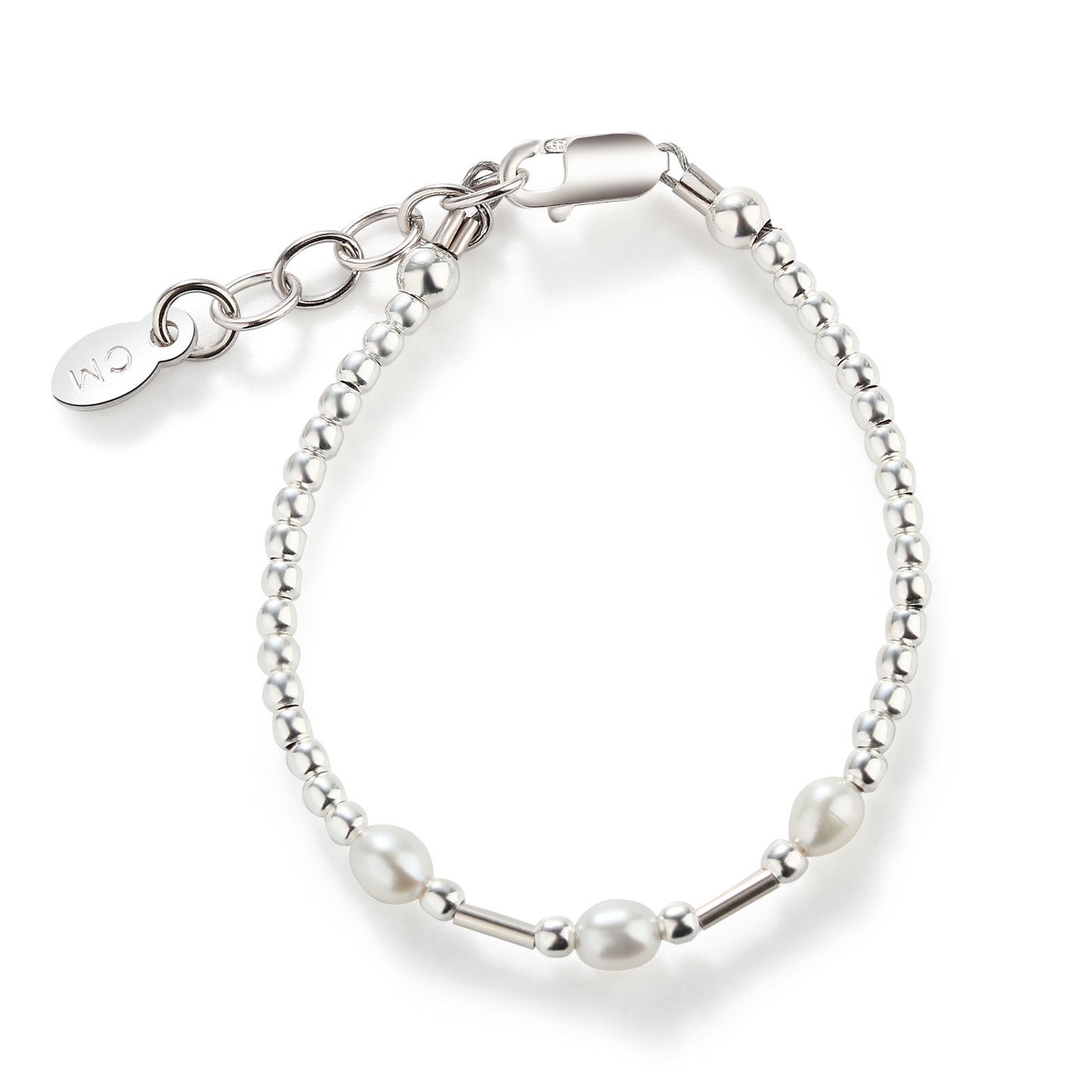 Sterling Silver Freshwater Rice Pearl Baby Bracelet for Girls - Cherished Moments Jewelry