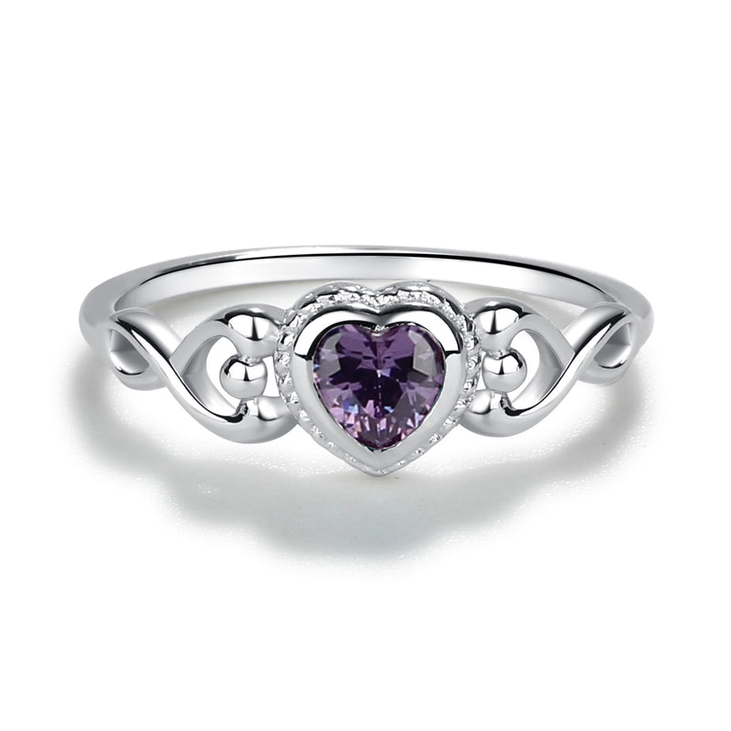 Sterling Silver Heart Birthstone Baby Ring for Kids - Cherished Moments Jewelry