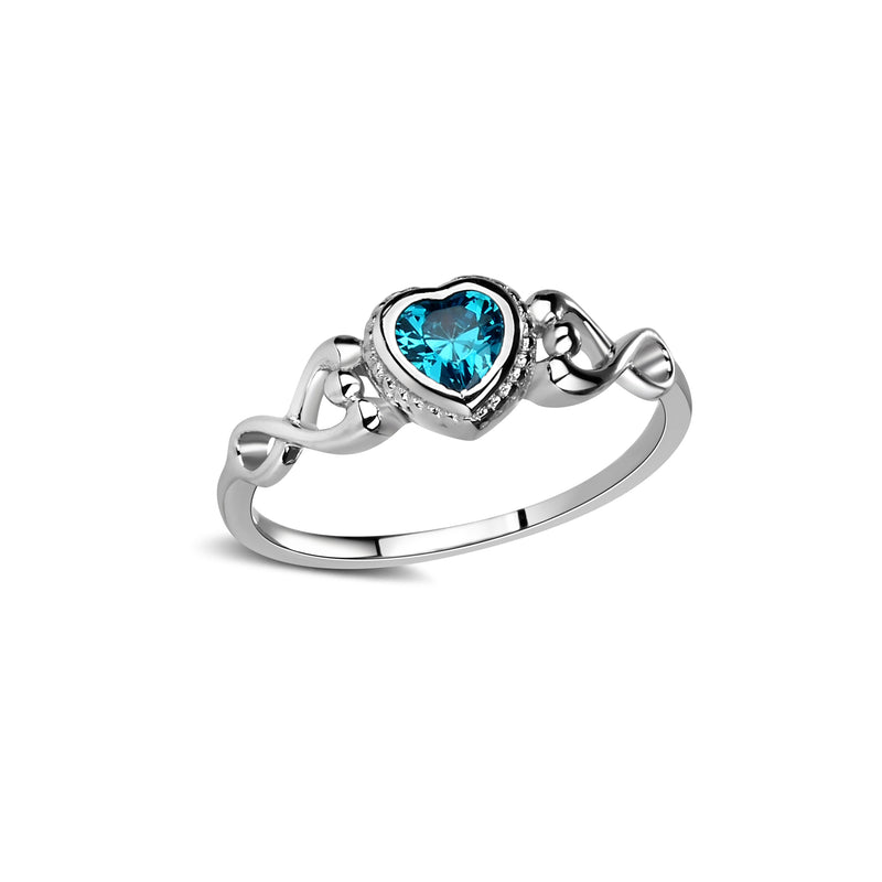 Sterling Silver Heart Birthstone Baby Ring for Kids - Cherished Moments Jewelry