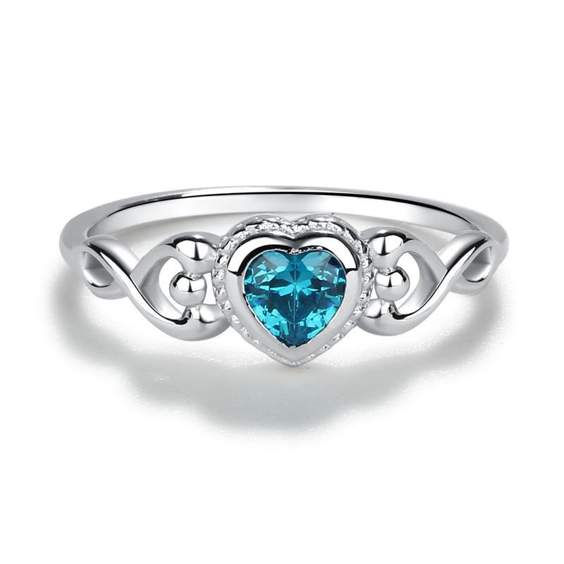 Sterling Silver Heart Birthstone Baby Ring for Kids - Cherished Moments Jewelry