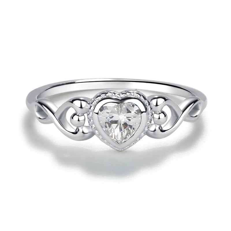 Sterling Silver Heart Birthstone Baby Ring for Kids - Cherished Moments Jewelry