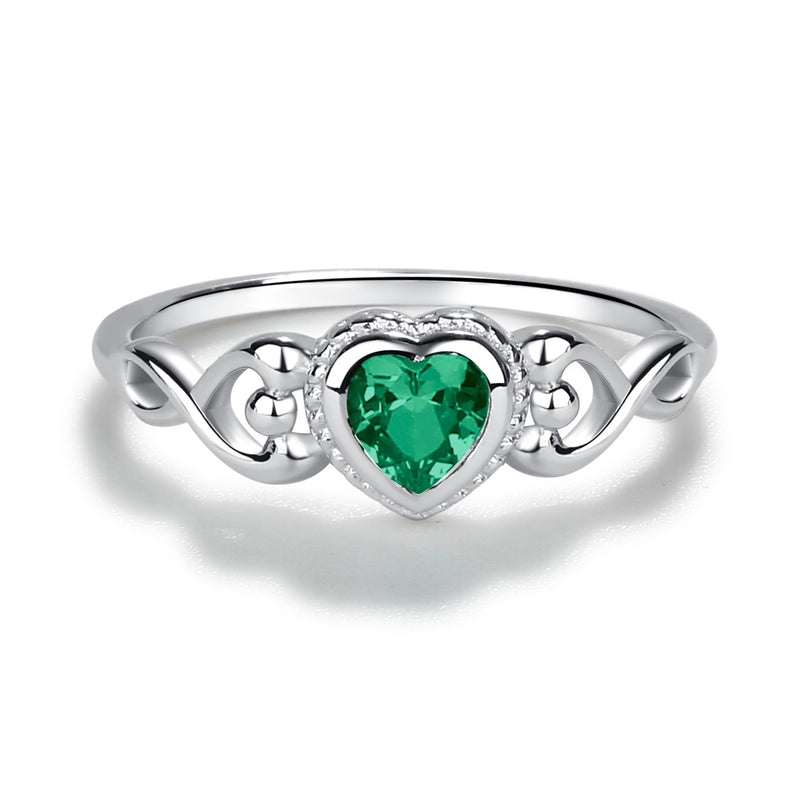 Sterling Silver Heart Birthstone Baby Ring for Kids - Cherished Moments Jewelry