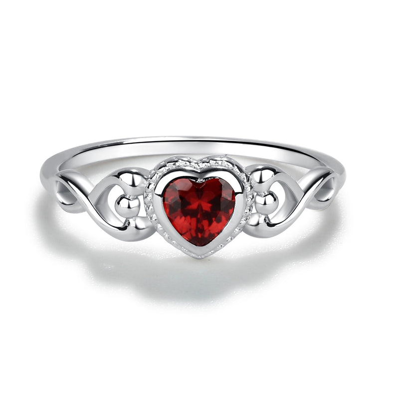 Sterling Silver Heart Birthstone Baby Ring for Kids - Cherished Moments Jewelry