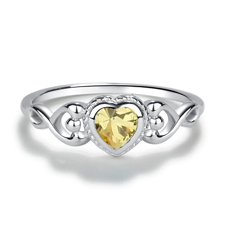 Sterling Silver Heart Birthstone Baby Ring for Kids - Cherished Moments Jewelry