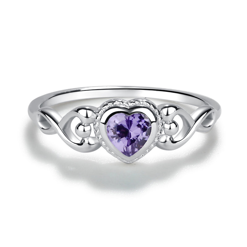 Sterling Silver Heart Birthstone Baby Ring for Kids - Cherished Moments Jewelry