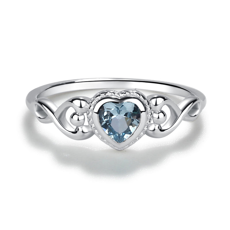 Sterling Silver Heart Birthstone Baby Ring for Kids - Cherished Moments Jewelry
