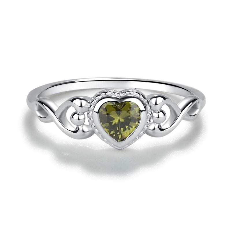Sterling Silver Heart Birthstone Baby Ring for Kids - Cherished Moments Jewelry