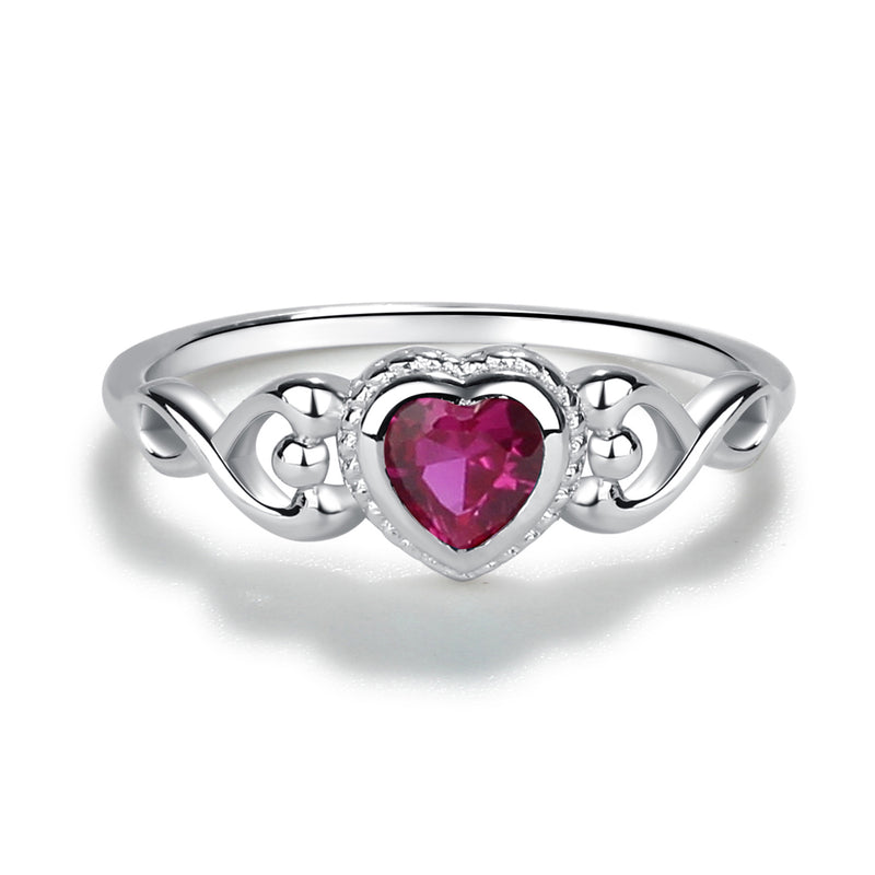 Sterling Silver Heart Birthstone Baby Ring for Kids - Cherished Moments Jewelry