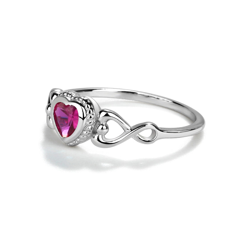Sterling Silver Heart Birthstone Baby Ring for Kids - Cherished Moments Jewelry