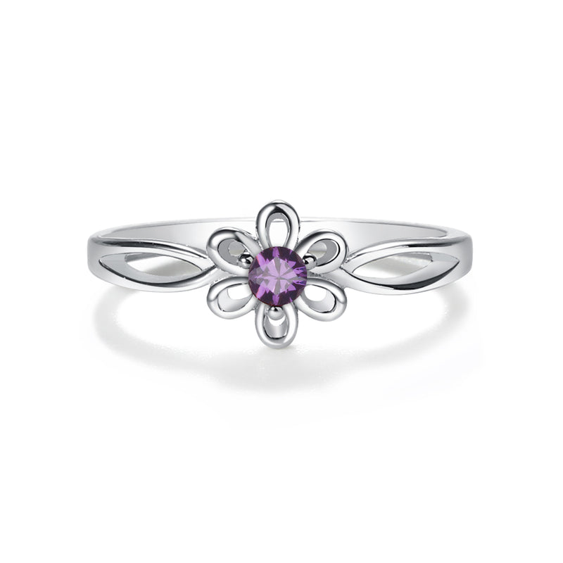 Sterling Silver Daisy Birthstone Baby Ring for Kids - Cherished Moments Jewelry