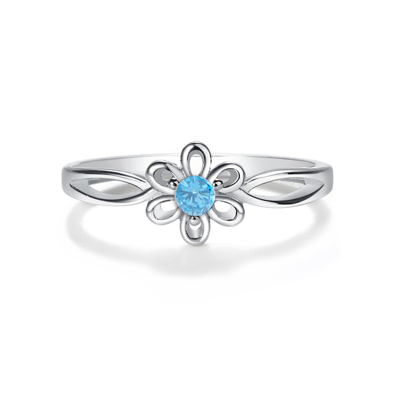 Sterling Silver Daisy Birthstone Baby Ring for Kids - Cherished Moments Jewelry