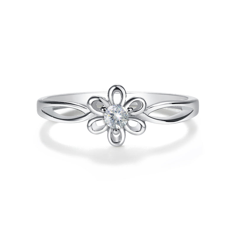 Sterling Silver Daisy Birthstone Baby Ring for Kids - Cherished Moments Jewelry