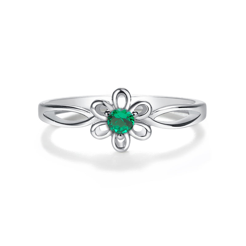 Sterling Silver Daisy Birthstone Baby Ring for Kids - Cherished Moments Jewelry