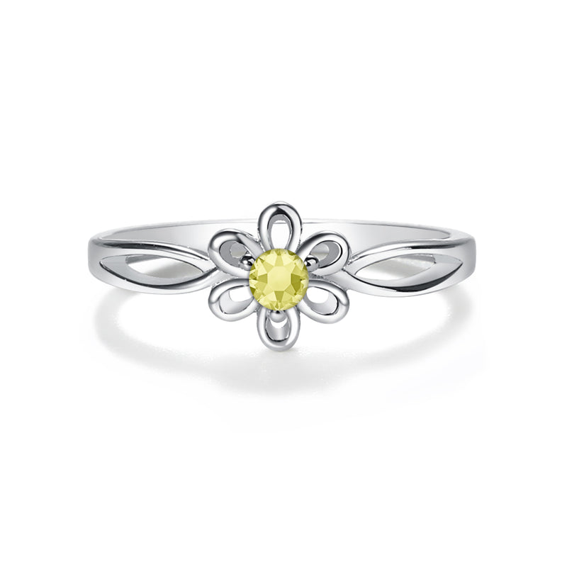 Sterling Silver Daisy Birthstone Baby Ring for Kids - Cherished Moments Jewelry