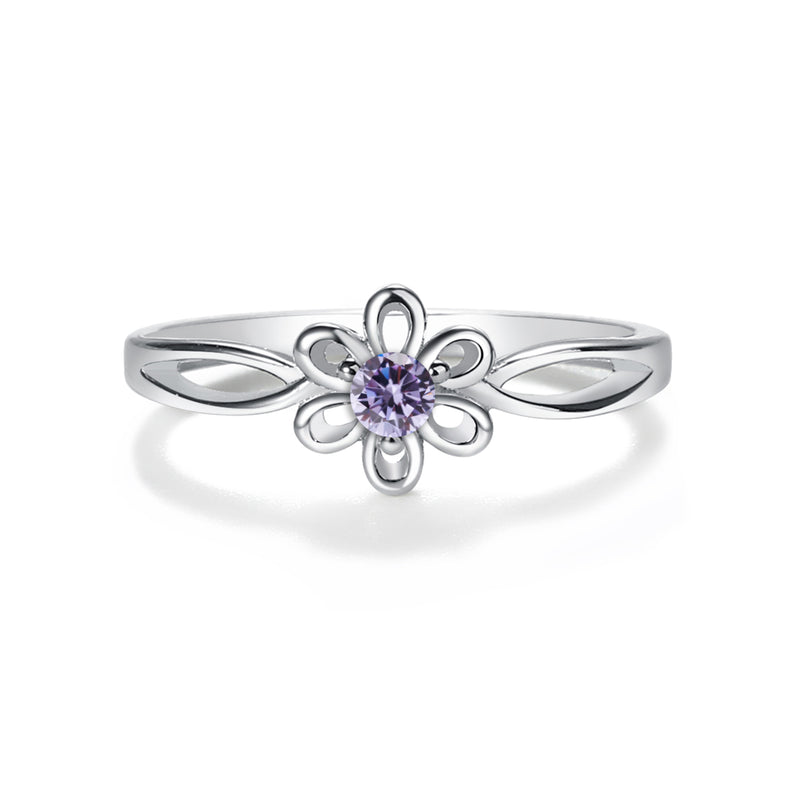 Sterling Silver Daisy Birthstone Baby Ring for Kids - Cherished Moments Jewelry