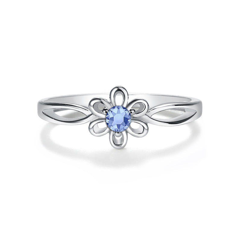 Sterling Silver Daisy Birthstone Baby Ring for Kids - Cherished Moments Jewelry