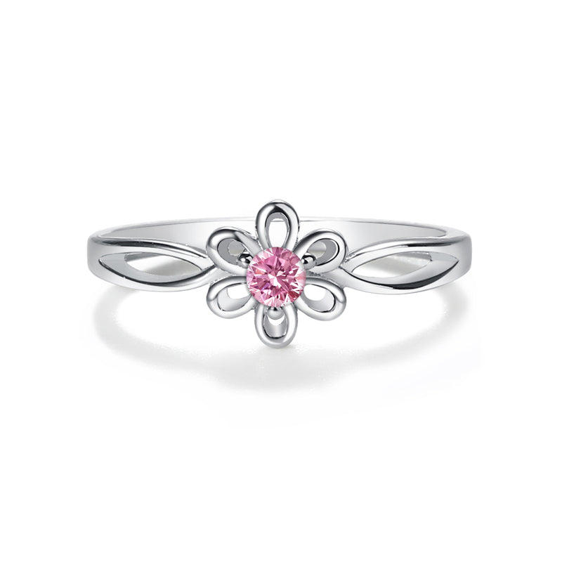 Sterling Silver Daisy Birthstone Baby Ring for Kids - Cherished Moments Jewelry