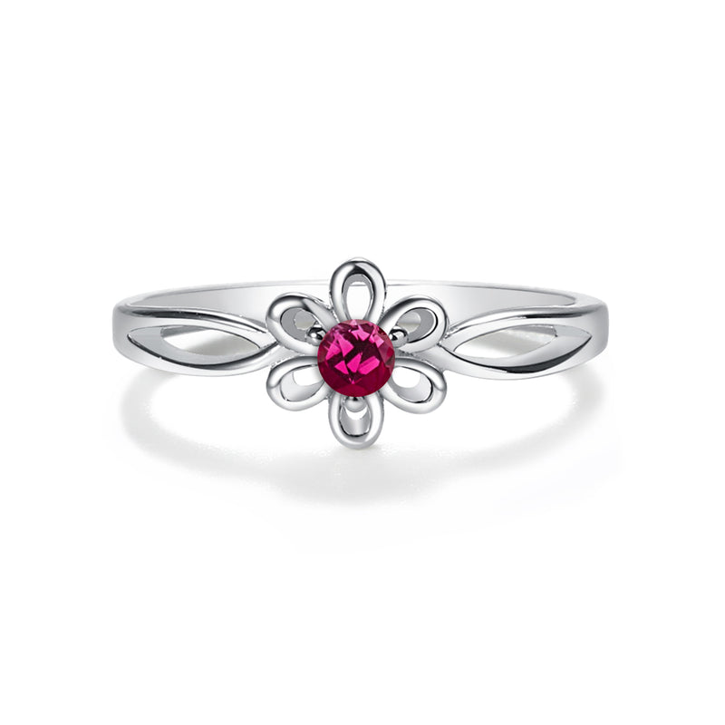 Sterling Silver Daisy Birthstone Baby Ring for Kids - Cherished Moments Jewelry
