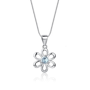 Sterling Silver Flower Birthstone Necklace for Little Girls and
