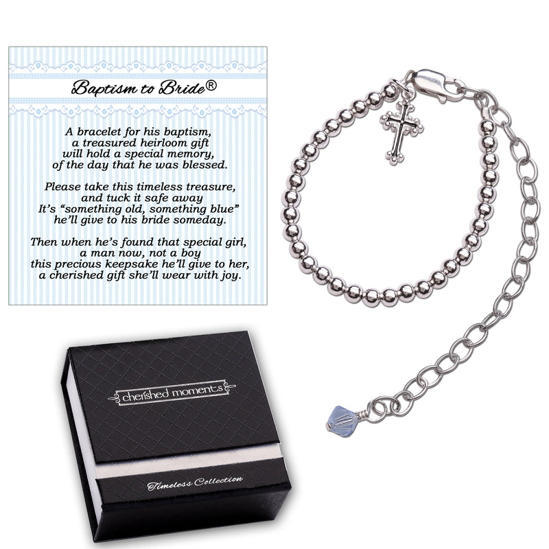 Boy's Baptism to Bride® Sterling Silver Baptism Bracelet for Baby Boy - Cherished Moments Jewelry