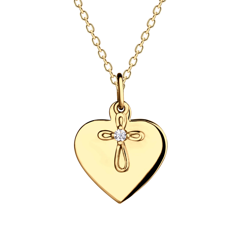 14K Gold-Plated Personalized Cross Necklace for First Communion