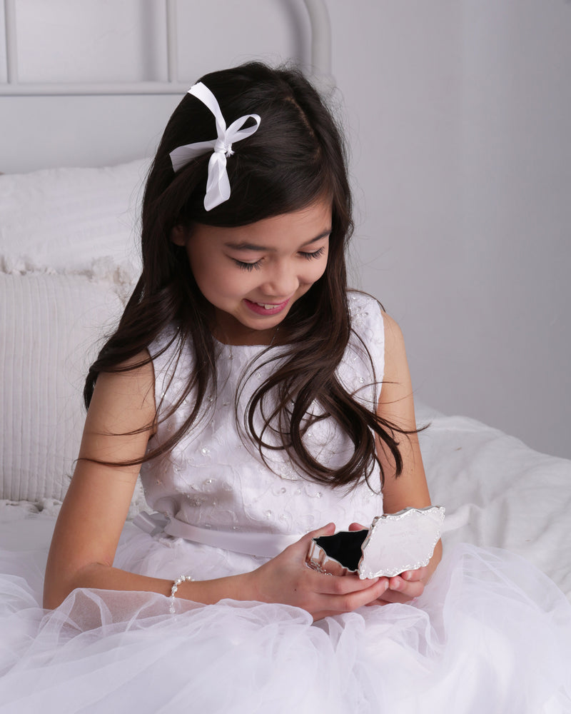 Custom Silver Rectangle Jewelry Box with Engraving